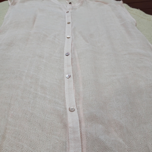 Eileen Fisher Organic Linen Fishnet Tunic size S/M Light Pink - Picture 5 of 11